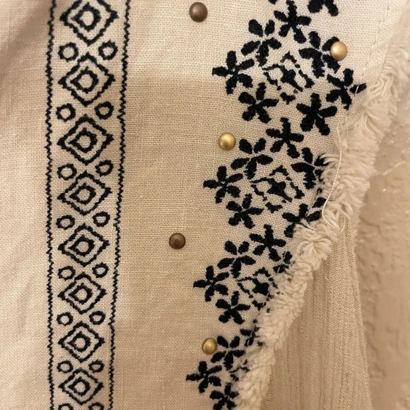 Knox Rose distressed hem sleeveless linen embroidered boho hippie western XL - Picture 5 of 10